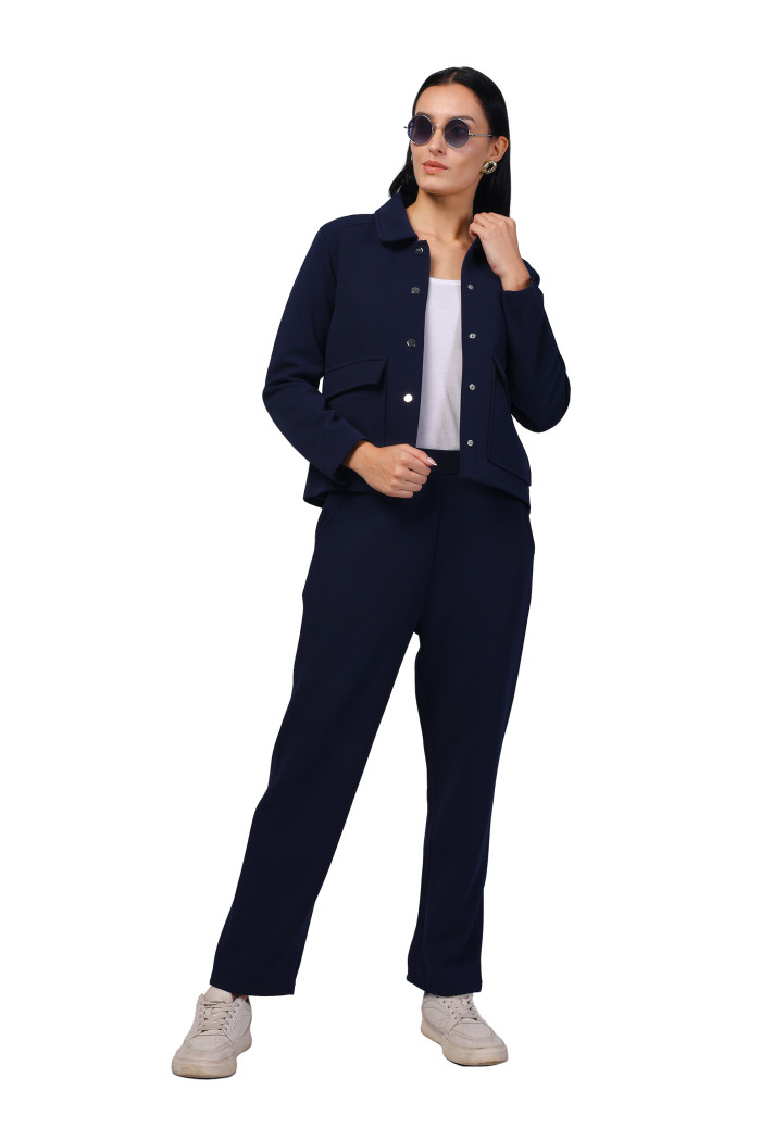 A model showcasing Women Co-ord Set in Scuba Crush Fabric thumbnail.